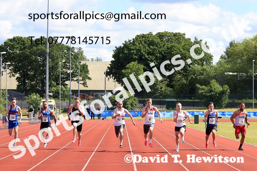 Senior Mens 100 metres, 2024 Northern Senior and Under-20s Track and Field Champs, Middlesbrough.  Photo: David T. Hewitson/Sports for All Pics